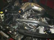Close-up of an engine.